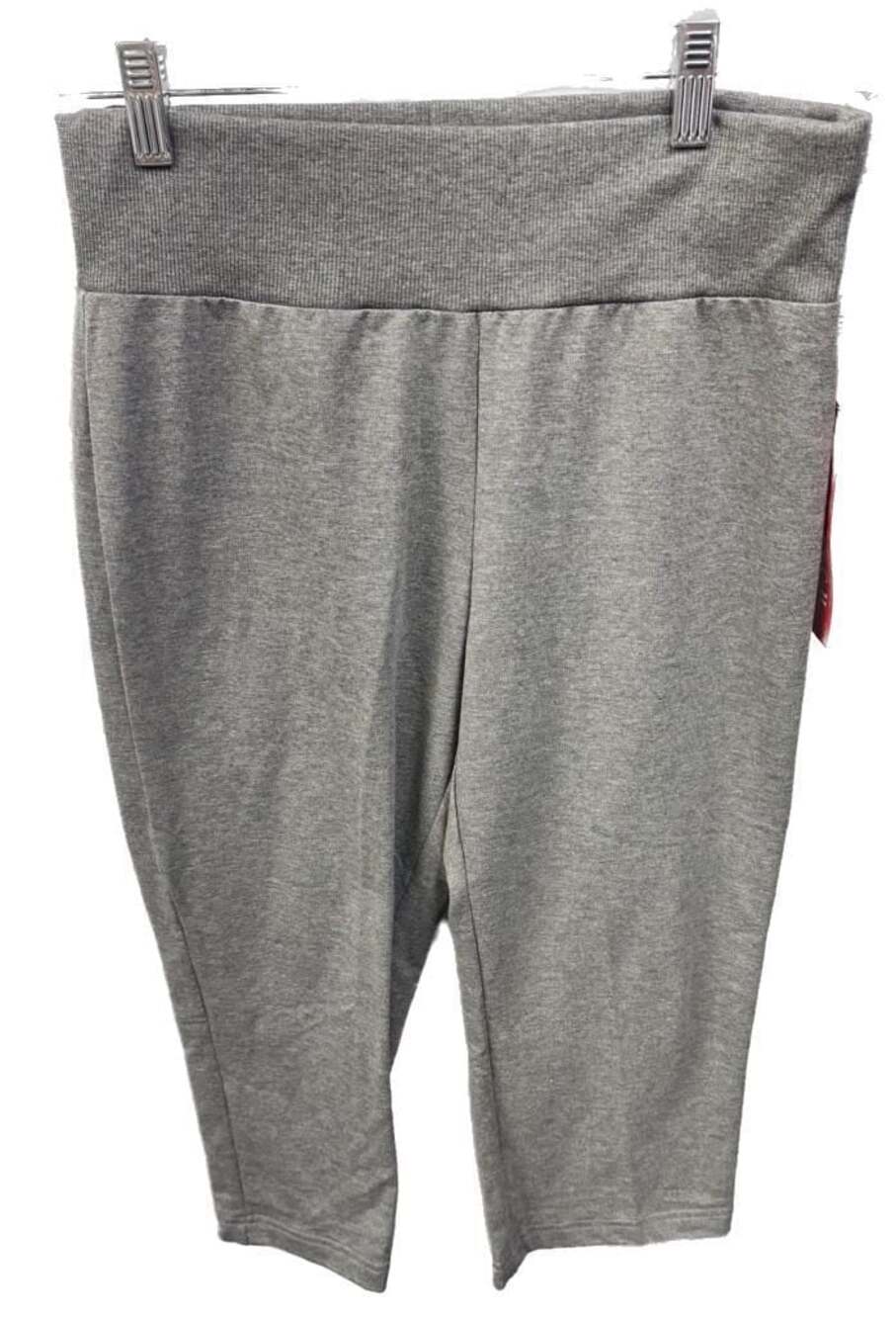 C.D. Petites Cathy Daniels Women's Athleisure Wideband Capri Slimfit Pants Gray